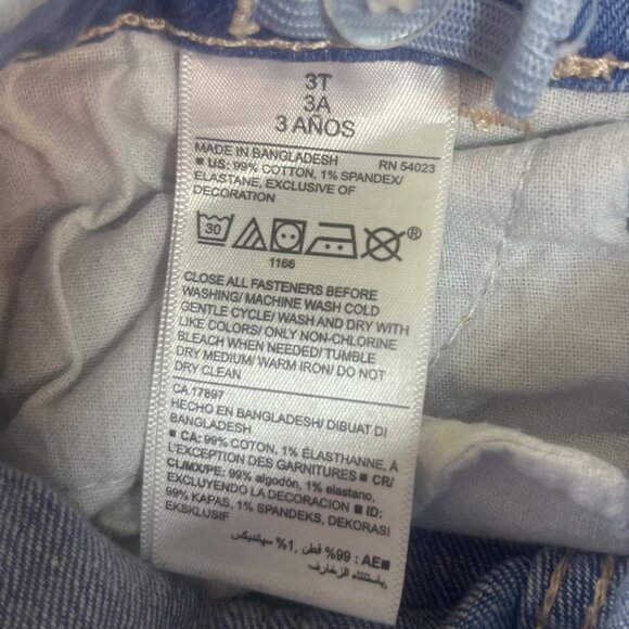 Old Navy Denim Shorts Girls 3T Blue Button Fly Snaps Adjustable Waist Rainbow - Picture 9 of 9